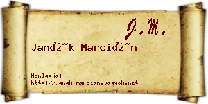 Janák Marcián névjegykártya